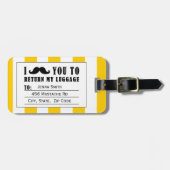 LUSTIGE GELBE STREIFEN DES GEPÄCKANHÄNGER (Vorderseite horizontal)