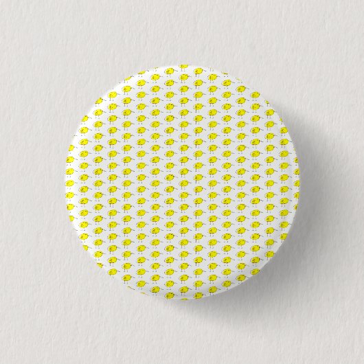 Lustige gelbe Vögel Doodle Button (Vorderseite)