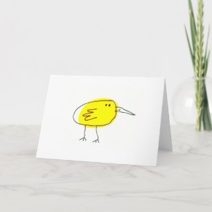 Lustige gelbe Vogel-Doodle-Grußkarte Karte