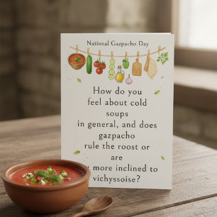 lustige Gemüse Nationaler Gazpacho-Tag Dankeskarte