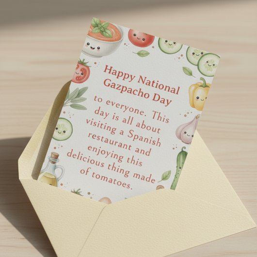 lustige Gemüse Nationaler Gazpacho-Tag Dankeskarte
