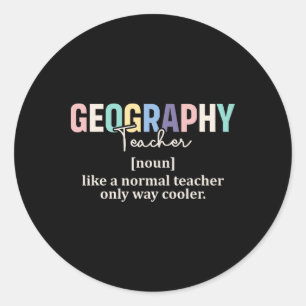 Lustige Geografielehrer-Definition Retro Back To S Runder Aufkleber
