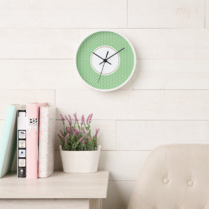Lustige geometrische sagemelb-weiße Kachel-Kunst A Uhr