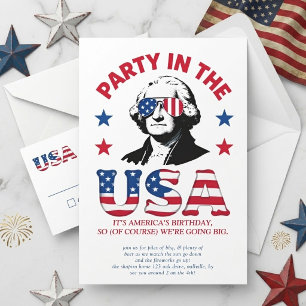 Lustige George-Washington-Sonnenbrille-Party in de Einladung