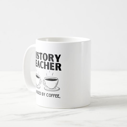 lustige Geschichtslehrerin mit Kaffee Kaffeetasse (Vorderseite Links)