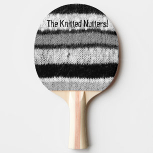 lustige gestrickte schwarz-weiße Streifen Tischtennis Schläger