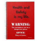 Lustige Gesundheit und Sicherheits-Warnzeichen und Notizblock (Vorderseite)