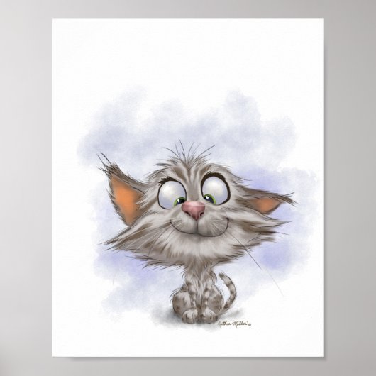 Lustige getigerte Cartoon-Kätzchen Poster (Vorne)