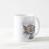 Lustige getigerte Kätzchen-Cartoon Kaffeetasse (VorderseiteRechts)