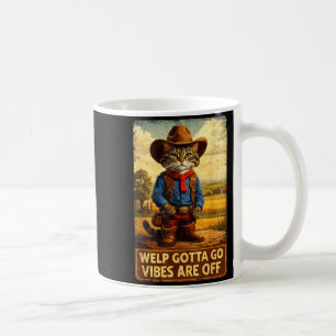 Lustige getigerte Katze Welpe muss gehen sarkastis Kaffeetasse