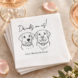Lustige Getränke auf unserer Zwei-Hunde-Hochzeit Serviette