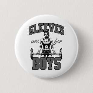 Lustige Gewichtheberin Bodybuilding Frau Ärmel Sch Button
