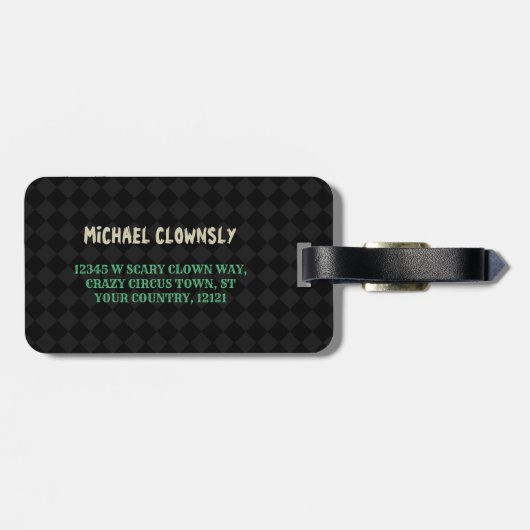 Lustige Gewohnheit beängstigender Clown-Creepy Gepäckanhänger (Rückseite horizontal)