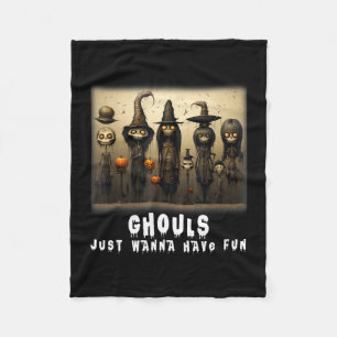 Lustige Ghule wollen lustige Hexen Halloween Fleecedecke