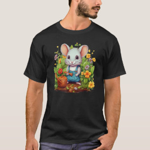 Lustige Gießkanne mit Gartnermaus für Kräuter T-Shirt
