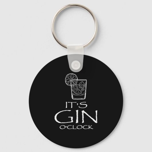 Lustige Gin Tonic-Sprüche Oh, es ist Gin-Uhrzeit  Schlüsselanhänger (Vorderseite)