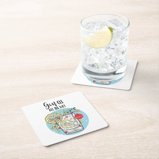 lustige Gin-Weihnachtskarten-Jingle Rechteckiger Pappuntersetzer (Vor Ort)