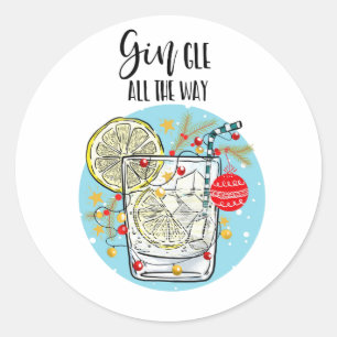 lustige Gin-Weihnachtskarten-Jingle Runder Aufkleber