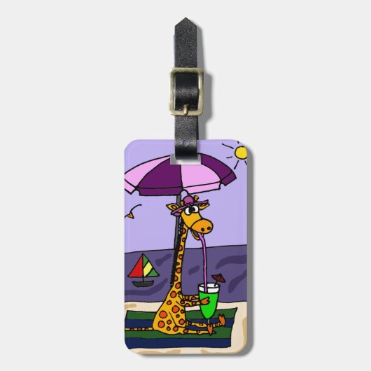 Lustige Giraffe am Strand Gepäckanhänger (Vorderseite vertikal)