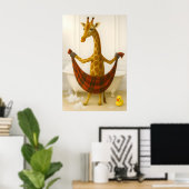 Lustige Giraffe Badezimmer Druck, Giraffe In Badew Poster (Heimbüro)