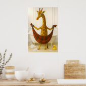 Lustige Giraffe Badezimmer Druck, Giraffe In Badew Poster (Küche)