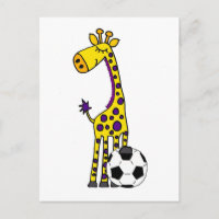 Lustige Giraffe, die Fußball-Cartoon spielt