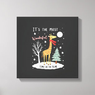 Lustige Giraffe Die Wunderbarste Zeit Weihnachten  Leinwanddruck