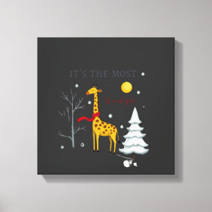 Lustige Giraffe Die Wunderbarste Zeit Weihnachten Leinwanddruck