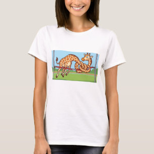Lustige Giraffe Hochsprung Cartoon T-Shirt