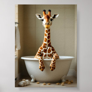 Lustige Giraffe im Bad Poster