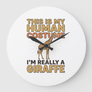 Lustige Giraffe Mensch Kostüm Vintage Stiche Shirt Große Wanduhr