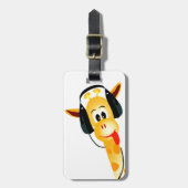 lustige Giraffe mit Kopfhörern Gepäckanhänger (Vorderseite vertikal)