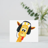 lustige Giraffe mit Kopfhörern Postkarte (Stehend Vorderseite)