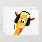 lustige Giraffe mit Kopfhörern Postkarte (Vorne/Hinten)