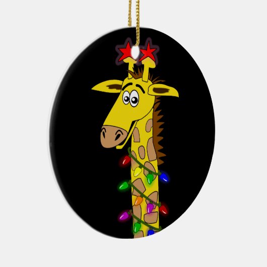 Lustige Giraffe mit Licht-wunderlichem Weihnachten Keramik Ornament (Rechts)