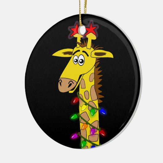 Lustige Giraffe mit Licht-wunderlichem Weihnachten Keramik Ornament (Links)