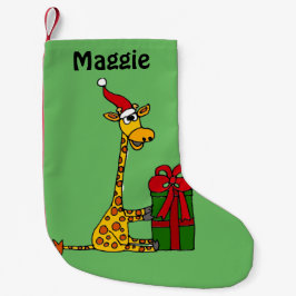 Lustige Giraffe mit Weihnachtspaket Kleiner Weihnachtsstrumpf