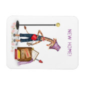 Lustige Giraffe neues Zuhause Magnet (Horizontal)