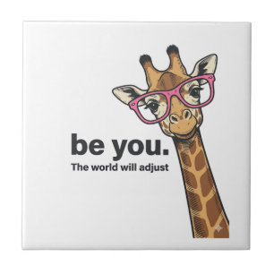 Lustige Giraffe Sei Du Vintage Gravur Shirt Design Fliese