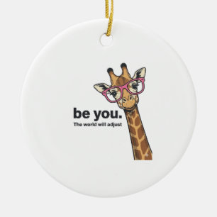 Lustige Giraffe Sei Du Vintage Gravur Shirt Design Keramik Ornament