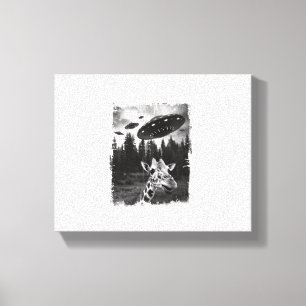 Lustige Giraffe UFO Zoo Tier Weird Meme Grafik   Leinwanddruck