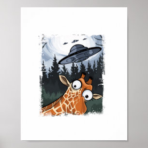 Lustige Giraffe UFO Zoo Tier Weird Meme Grafik _ Poster