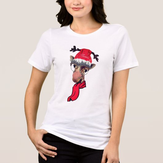 lustige Giraffe Weihnachten T - Shirt Design (Vorderseite)