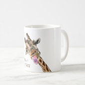 Lustige Giraffe Zunge Raus Catchy Text Kaffeetasse (VorderseiteRechts)