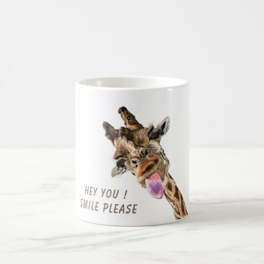 Lustige Giraffe Zunge Raus Catchy Text Kaffeetasse (Mittel)