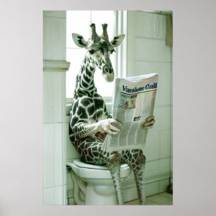 Lustige Giraffen-Badezimmer-Wandkunst, Giraffe auf Poster