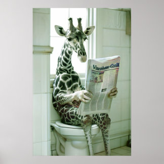 Lustige Giraffen-Badezimmer-Wandkunst, Giraffe auf Poster