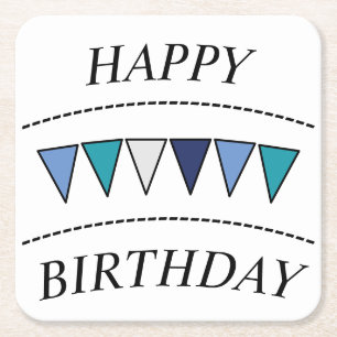 Lustige Girlande Alles Gute zum Geburtstag Rechteckiger Pappuntersetzer