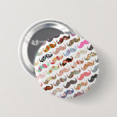 Lustige Girly bunte Muster-Schnurrbärte Button (Vorne & Hinten)