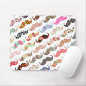 Lustige Girly bunte Muster-Schnurrbärte Mousepad (Mit Mouse)